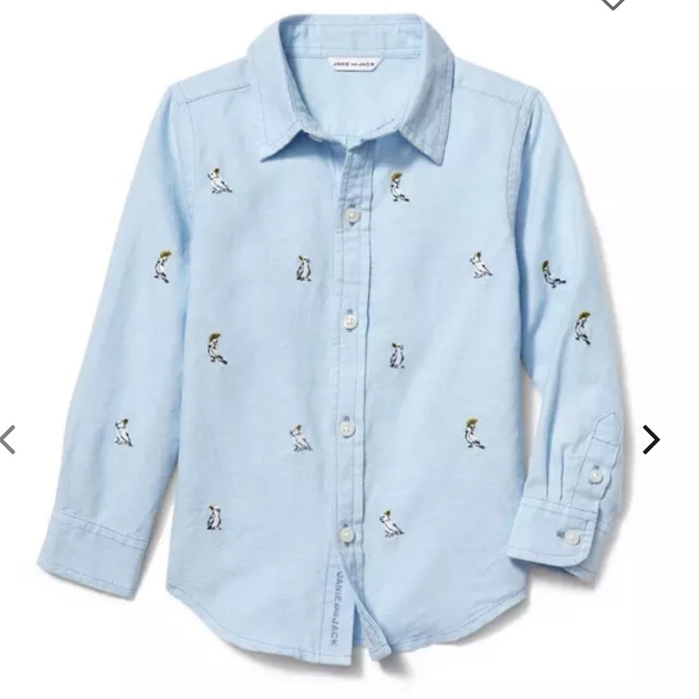 Janie & Jack Embroidered Linen Shirt